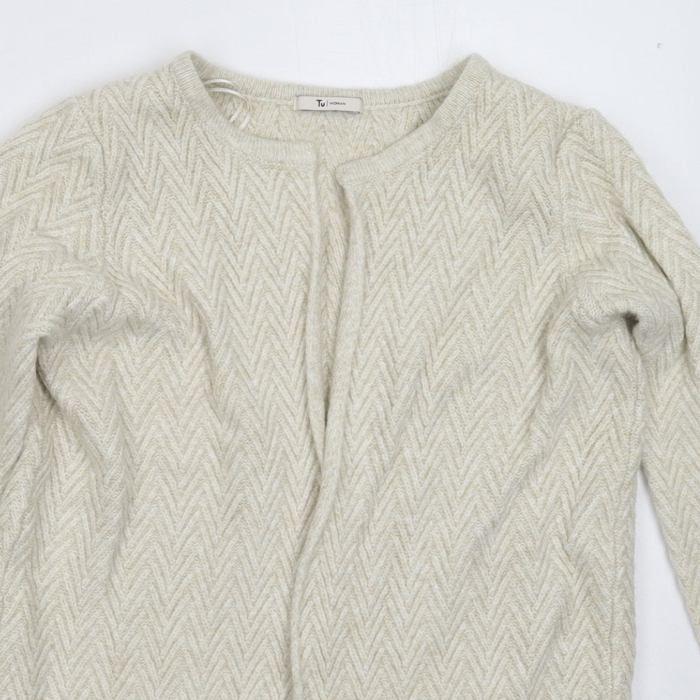 TU Womens Beige  Knit Cardigan Jumper Size M
