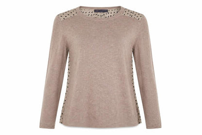 Front view of Marks & Spencer women’s grey knit jumper, size UK 12