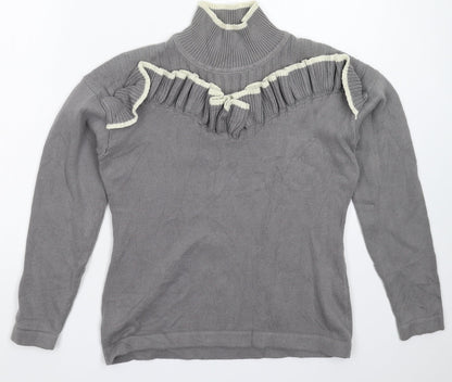Womens UK Size 10 Blue Inc Grey Pullover Jumper