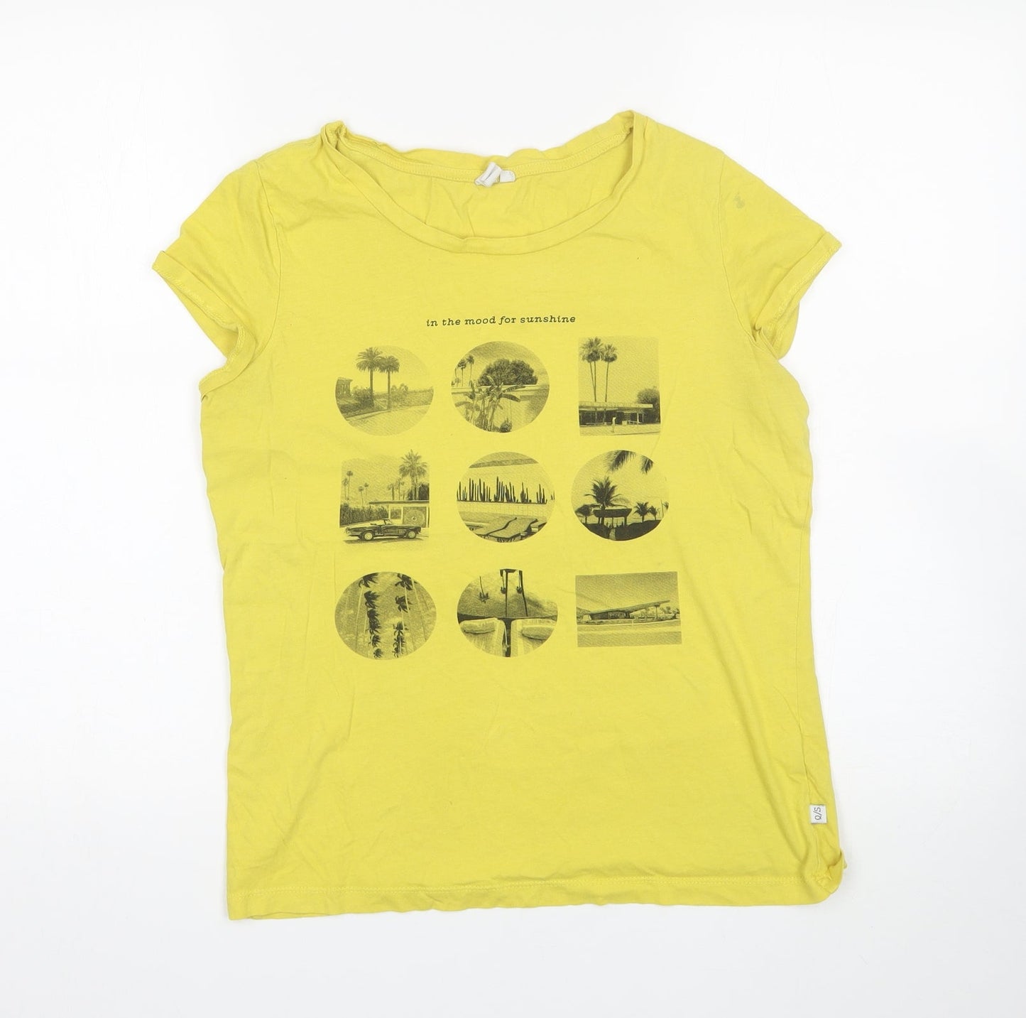 Womens UK Size M Q/S Yellow Basic T-Shirt