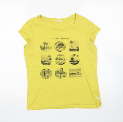 Womens UK Size M Q/S Yellow Basic T-Shirt