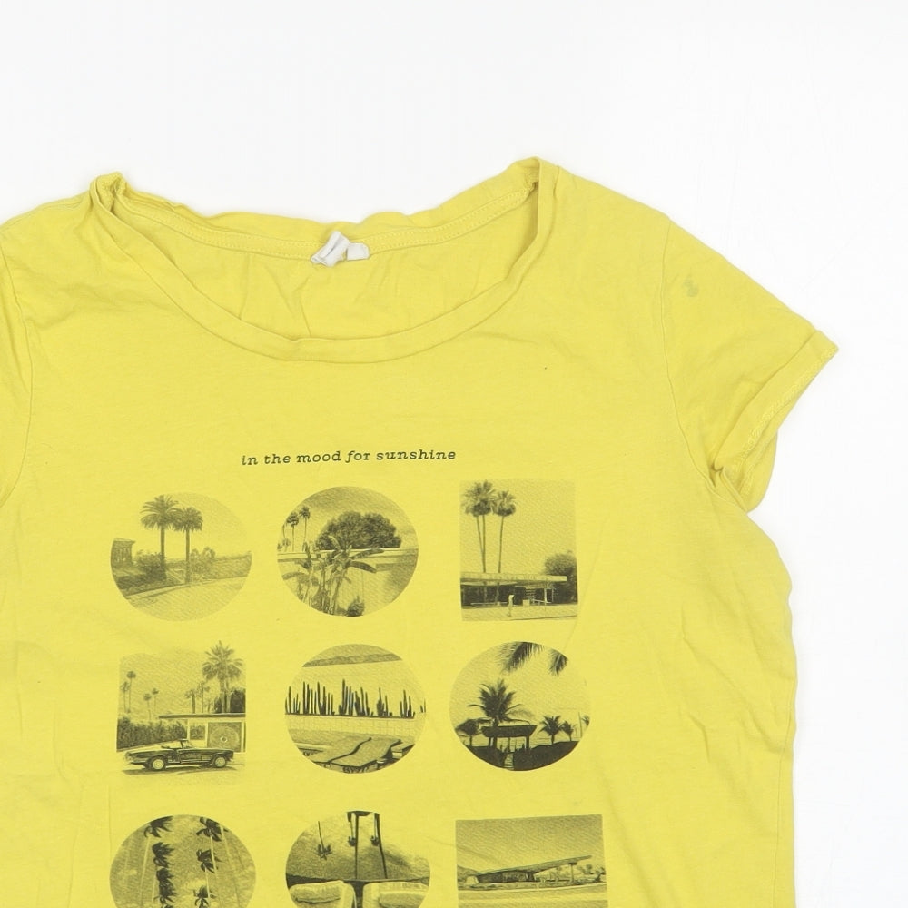 Womens UK Size M Q/S Yellow Basic T-Shirt