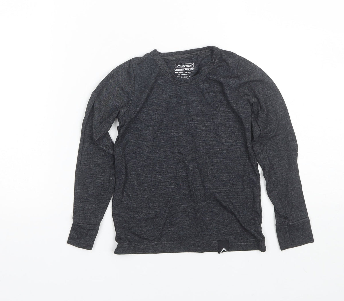 Additional front view of K Way boys’ black striped basic t-shirt, size 5-6, years