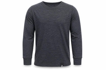 Front view of K Way boys’ black striped basic t-shirt, size 5-6, years
