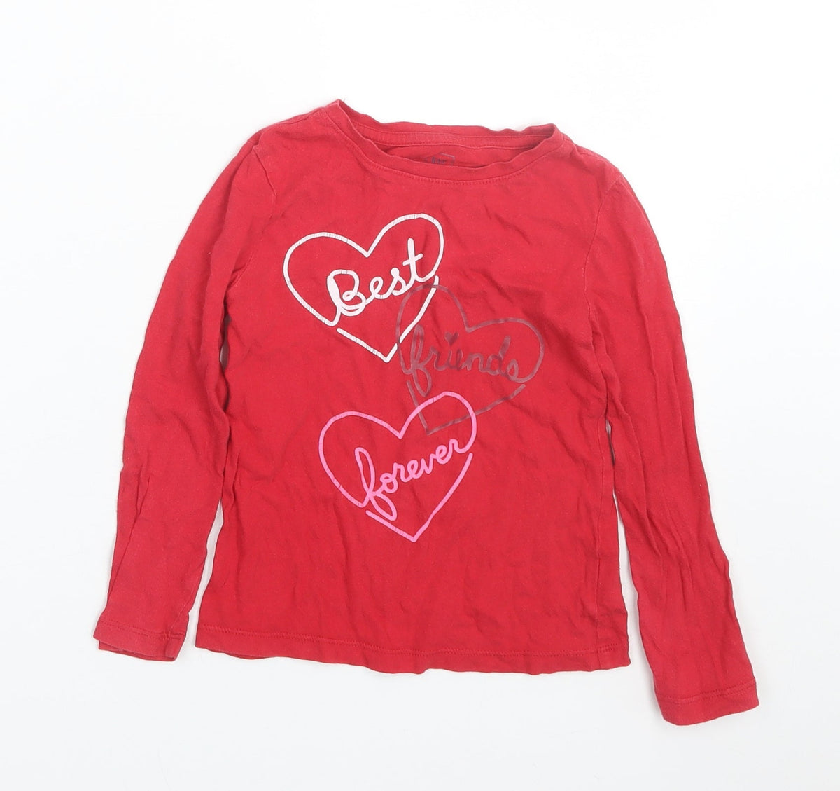 Additional front view of Gap girls’ red basic t-shirt, size 4-5, years