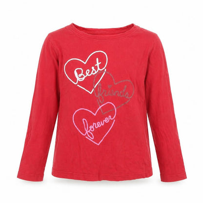 Front view of Gap girls’ red basic t-shirt, size 4-5, years