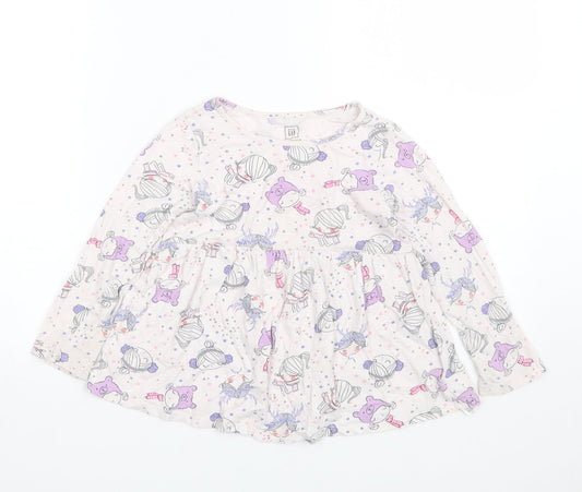 Gap Girls White Polka Dot  T-Shirt Dress  Size 5 Years