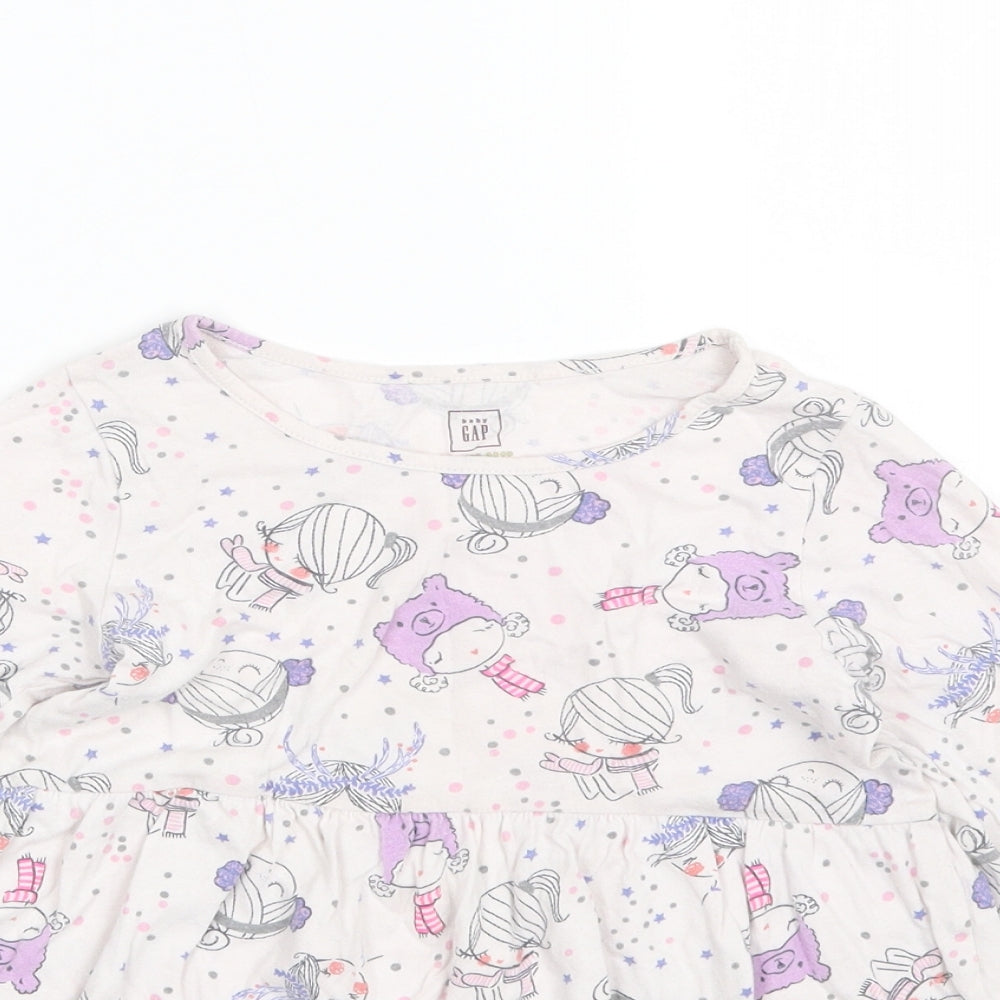 Gap Girls White Polka Dot  T-Shirt Dress  Size 5 Years