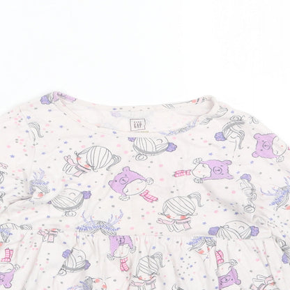 Gap Girls White Polka Dot  T-Shirt Dress  Size 5 Years