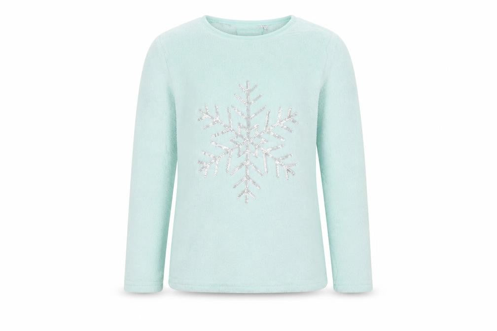 Front view of Primark girls’ green pyjama top, size 7-8, years
