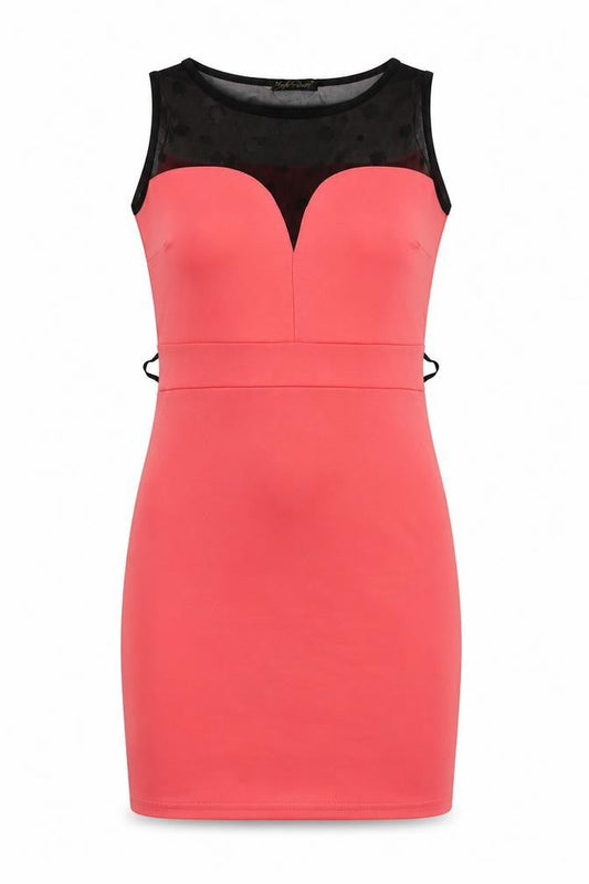 Front view of high rose women’s pink a-line, size UK 12