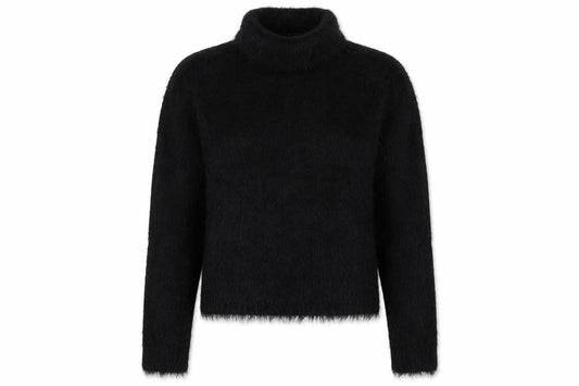 Front view of Brave Soul women’s black pullover sweatshirt, size S