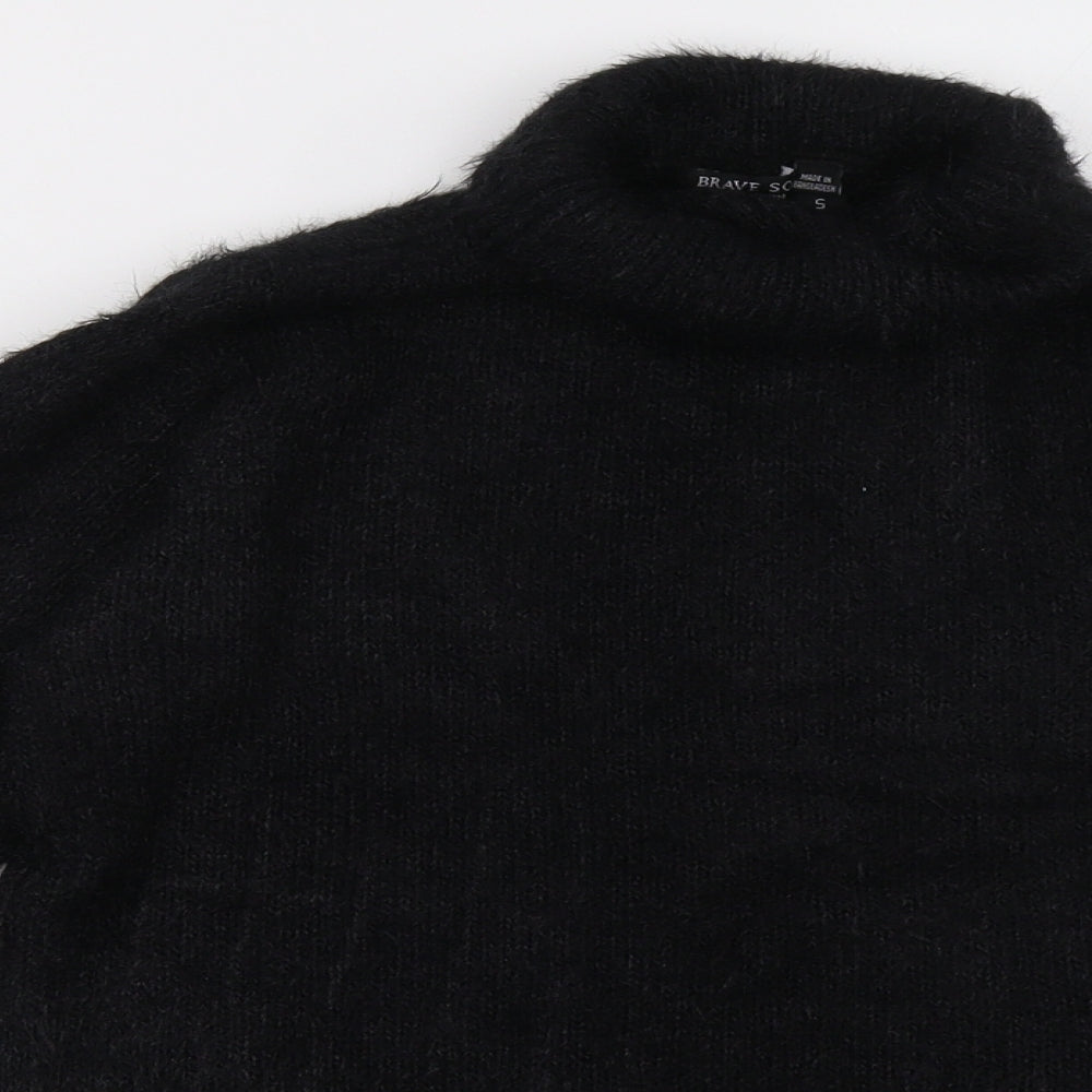 Brave Soul Womens Black   Pullover Sweatshirt Size S