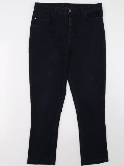 Womens UK Size 10 Preworn Regular Fit Straight Blue Jeans
