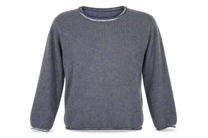 Front view of jeans + code men’s blue jumper, size XL