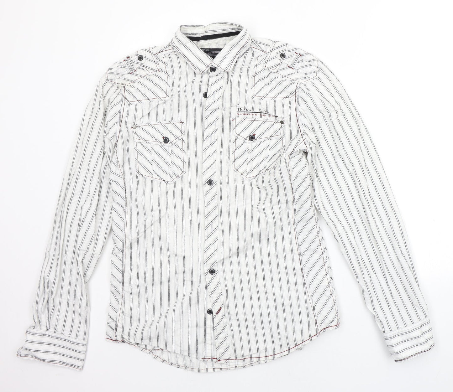 Mens UK Size M NEXT White  Button-Up Long Sleeve Casual Shirt