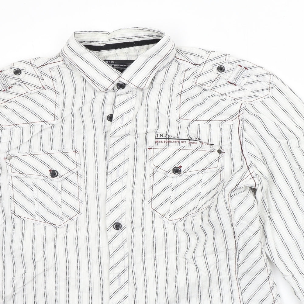 Mens UK Size M NEXT White  Button-Up Long Sleeve Casual Shirt