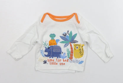 Additional front view of Nutmeg Baby White Basic T-Shirt, size 6-9, Months - ANIMALS