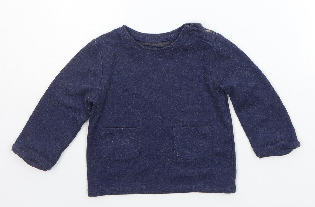 Additional front view of Tu Baby Blue jumper, size 6-9, Months