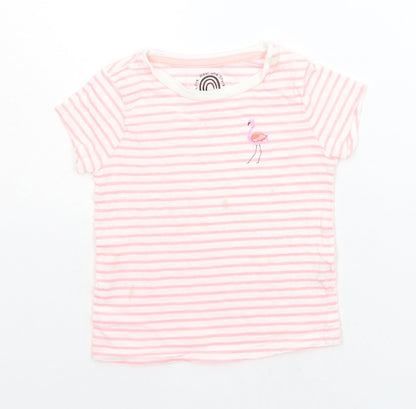 F&F Baby Pink Striped  Basic T-Shirt Size 18-24 Months  - flamingo