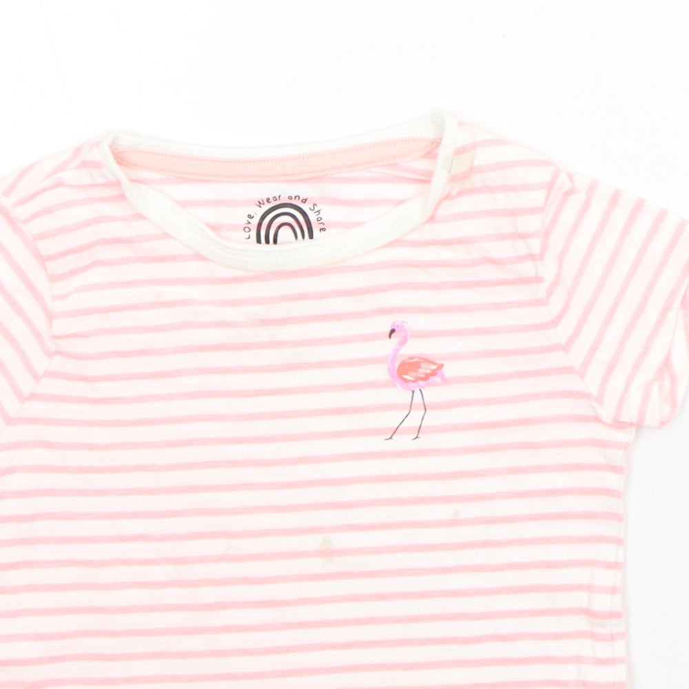F&F Baby Pink Striped  Basic T-Shirt Size 18-24 Months  - flamingo