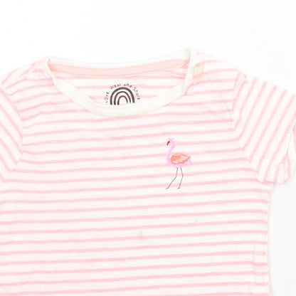 F&F Baby Pink Striped  Basic T-Shirt Size 18-24 Months  - flamingo
