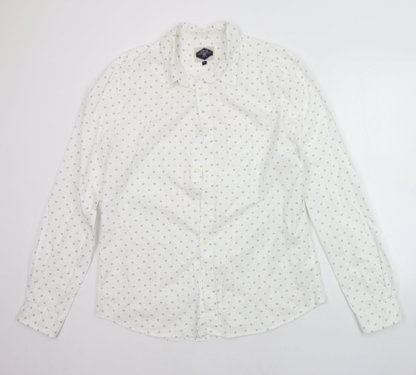 Mens UK Size L New Look White  Button-Up Long Sleeve Casual Shirt