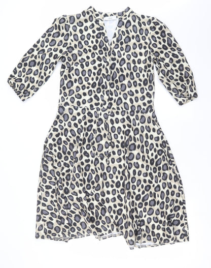 Lanti Womens Beige Animal Print  Fit & Flare  Size 6