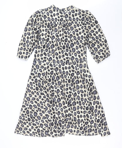 Lanti Womens Beige Animal Print  Fit & Flare  Size 6