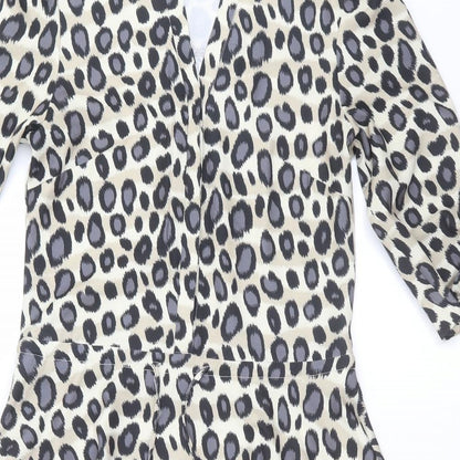 Lanti Womens Beige Animal Print  Fit & Flare  Size 6