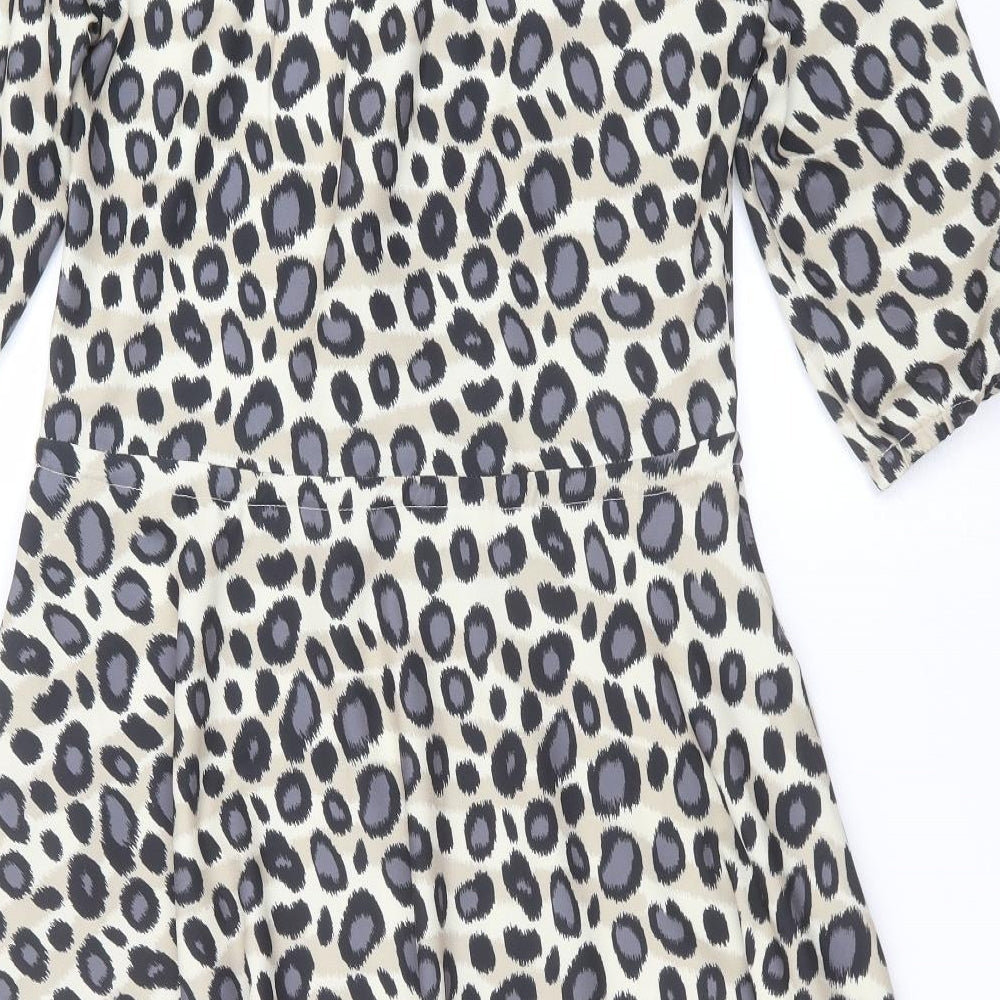 Lanti Womens Beige Animal Print  Fit & Flare  Size 6