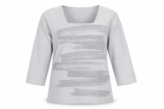 TIGI Womens Grey Geometric Knit Pullover Jumper Size 14