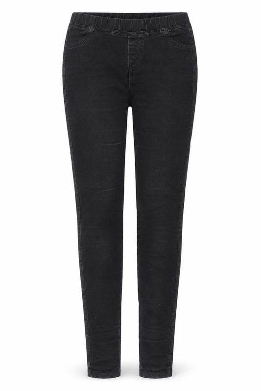Front view of Indigo women’s black denim jegging jeans, size UK 8, 30-inch leg