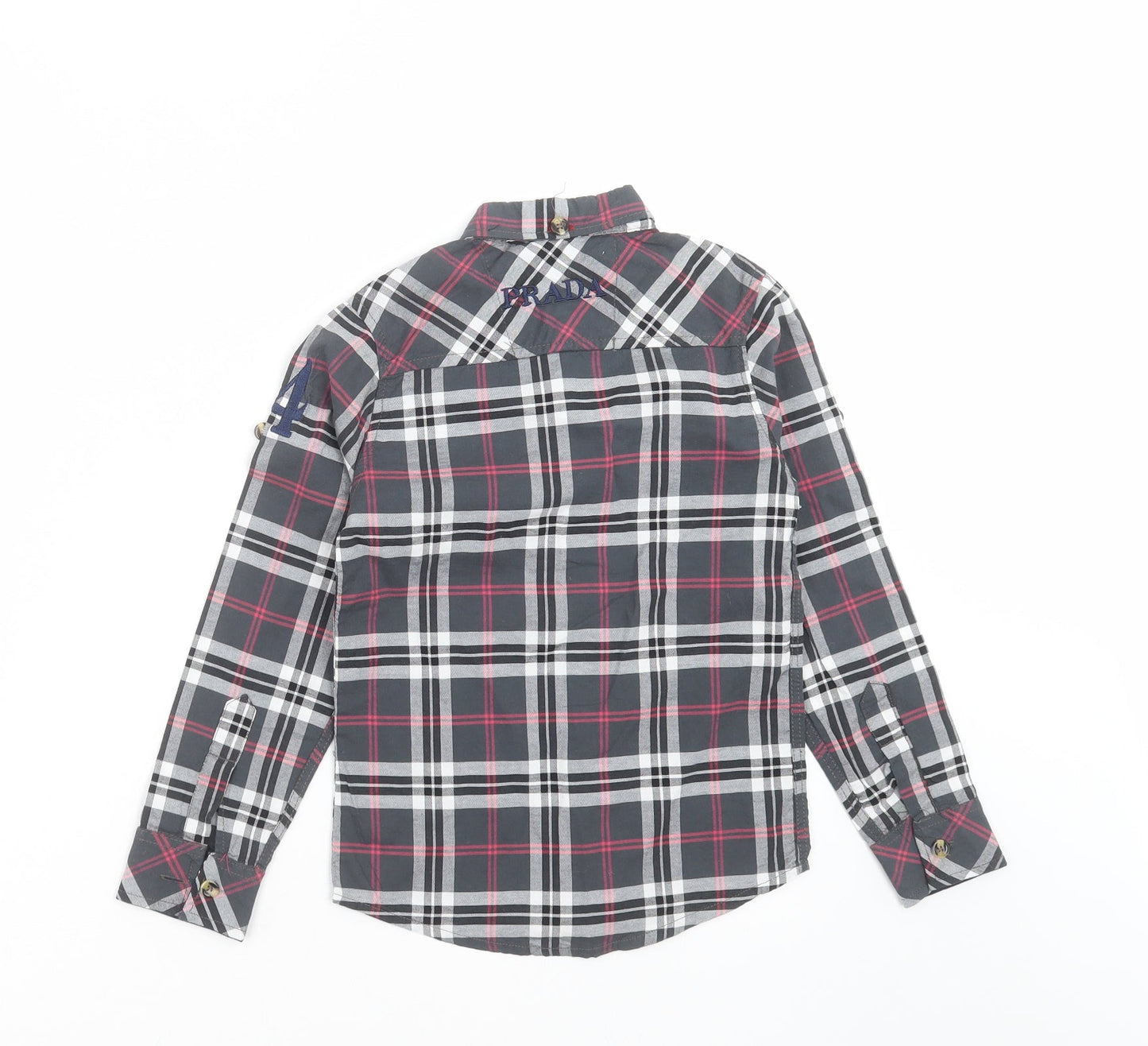 negin couture Boys Grey Check  Basic Button-Up Size 4 Years