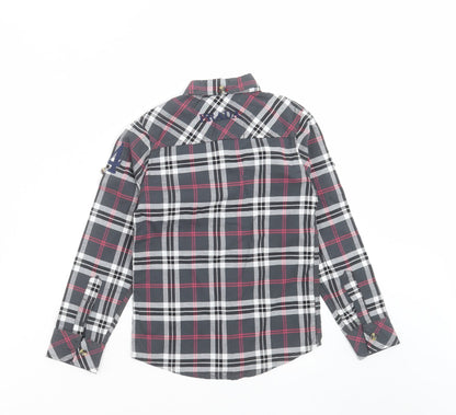 negin couture Boys Grey Check  Basic Button-Up Size 4 Years