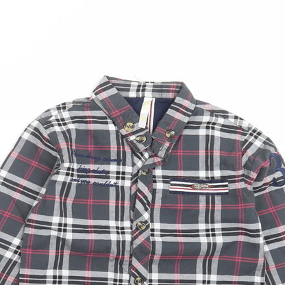 negin couture Boys Grey Check  Basic Button-Up Size 4 Years