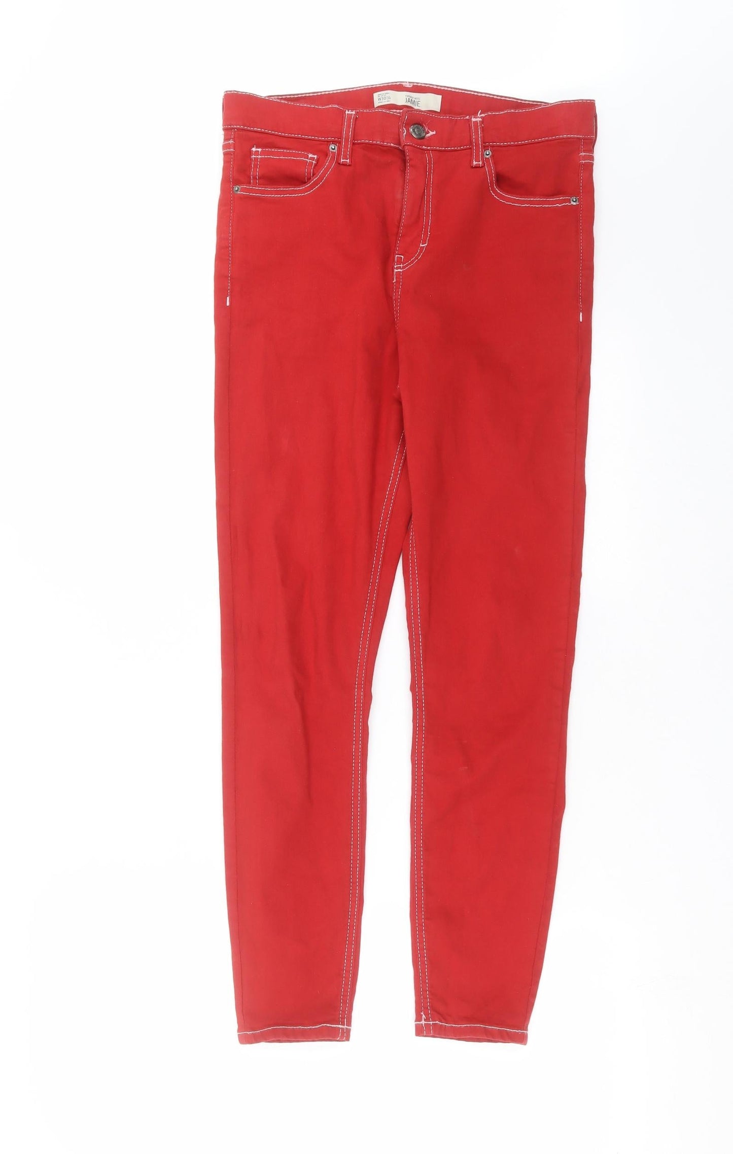 Topshop Womens Red  Denim Skinny Jeans Size 30 in L27 in