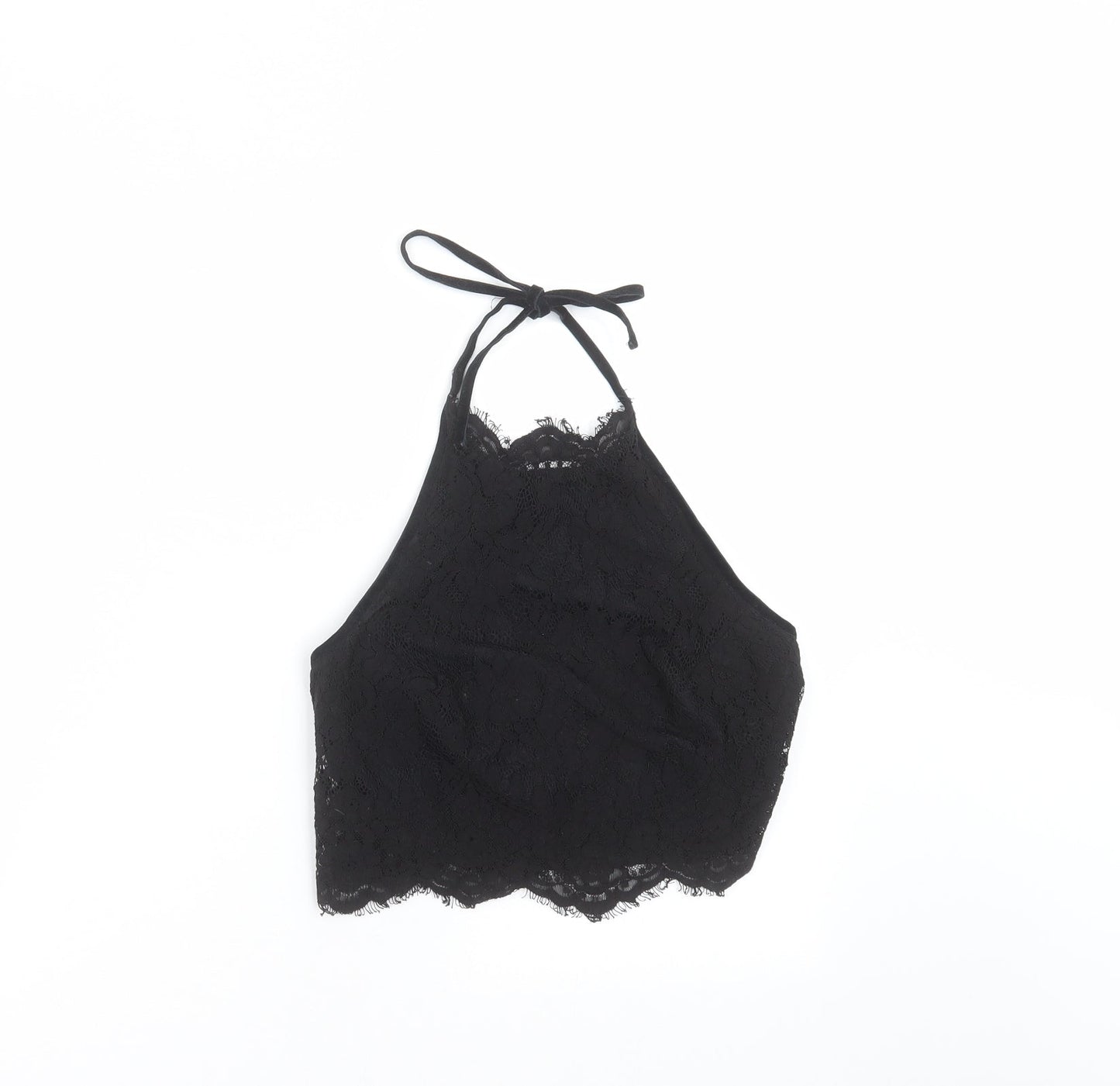 Topshop Womens Black Floral  Cropped Blouse Size 6