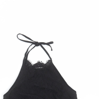 Topshop Womens Black Floral  Cropped Blouse Size 6