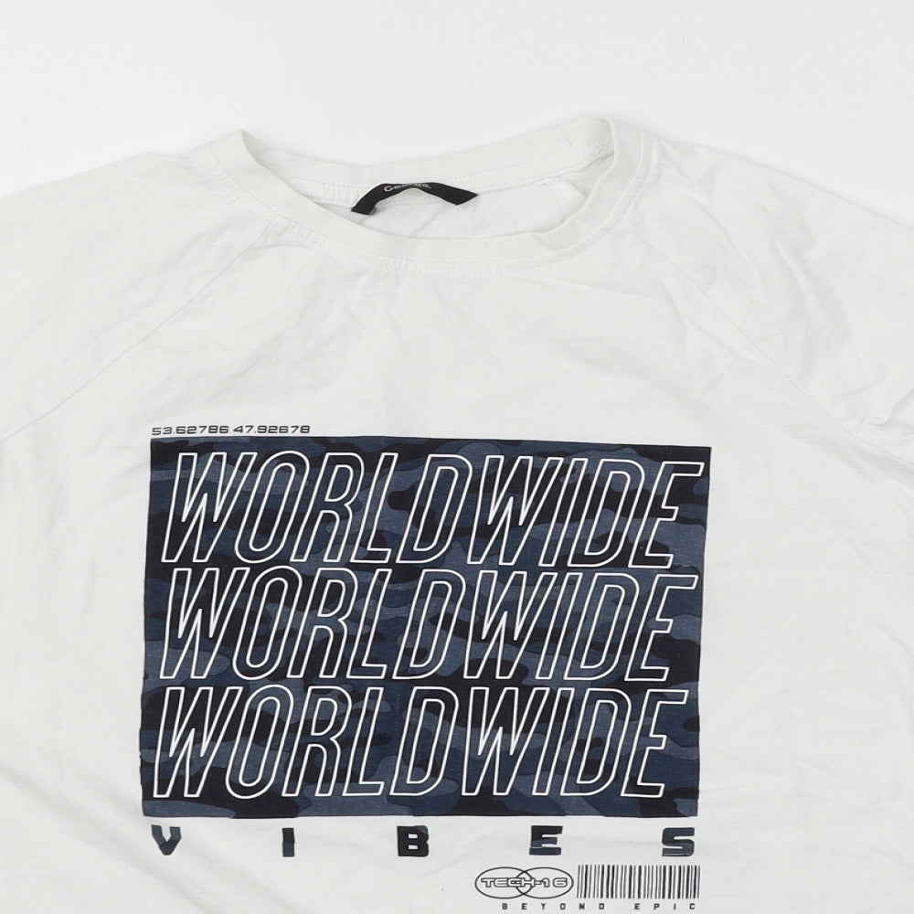 Close-up detail of George boys’ white basic t-shirt, size 11-12, years