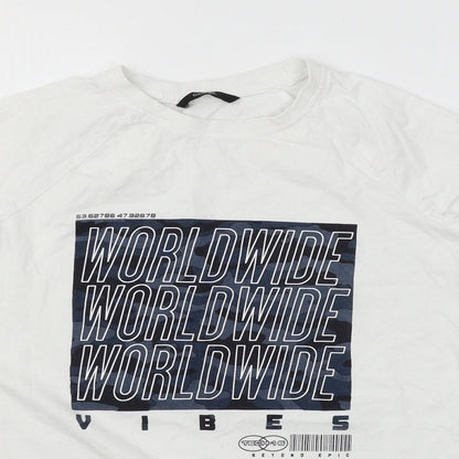 Close-up detail of George boys’ white basic t-shirt, size 11-12, years