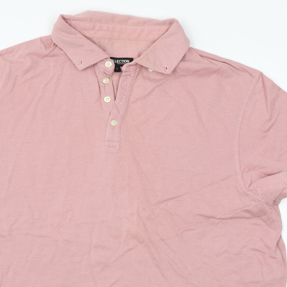 Debenhams Mens Pink Houndstooth   Polo Size L