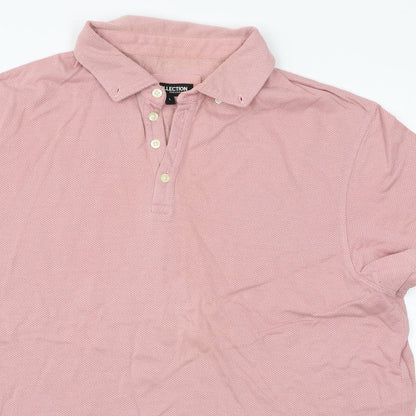 Debenhams Mens Pink Houndstooth   Polo Size L