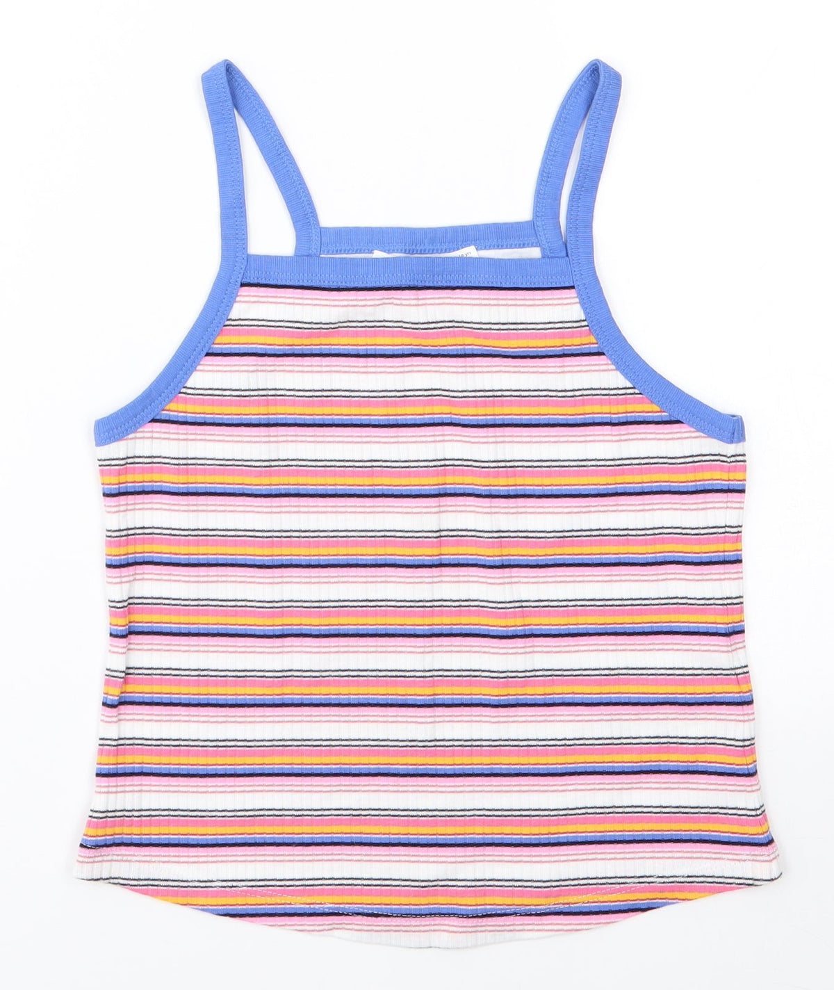 Additional front view of Marks & Spencer girls’ white striped basic tank, size 9-10, years