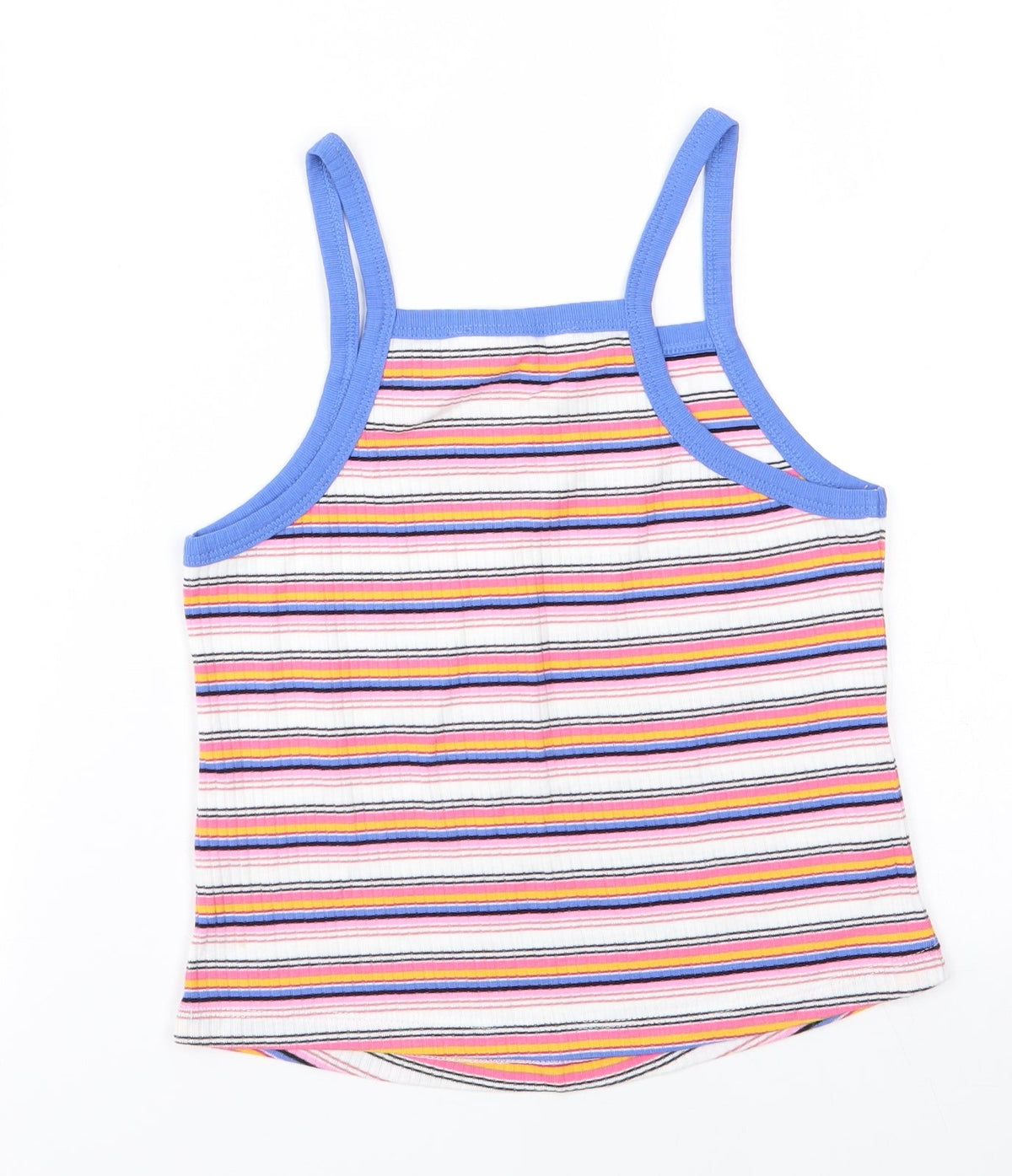 Back view of Marks & Spencer girls’ white striped basic tank, size 9-10, years