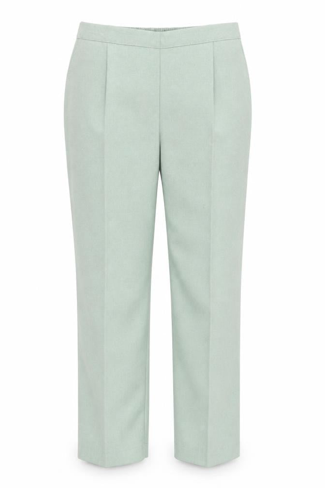 Front view of Bodywise women’s green trousers, size UK 14, 24.5-inch leg