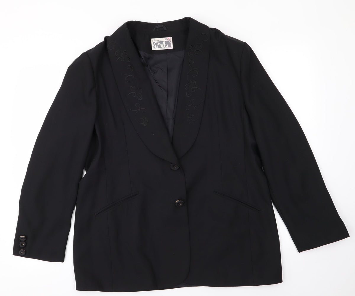 Additional front view of French Kiss women’s black jacket blazer, size UK 16