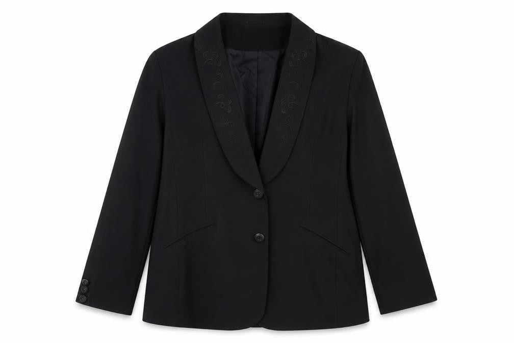 Front view of French Kiss women’s black jacket blazer, size UK 16