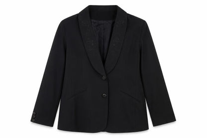 Front view of French Kiss women’s black jacket blazer, size UK 16