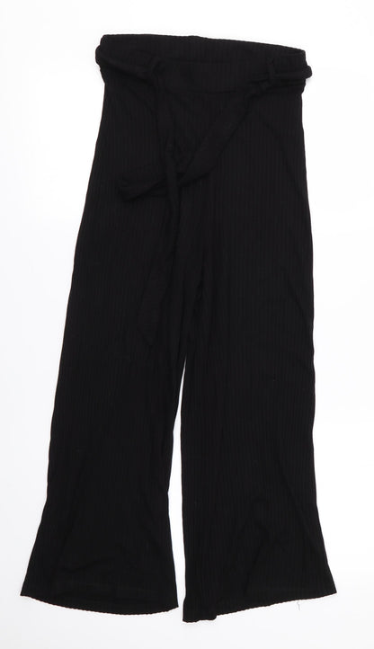 Womens UK Size S Stradivarius Regular Fit Cropped Black Trousers